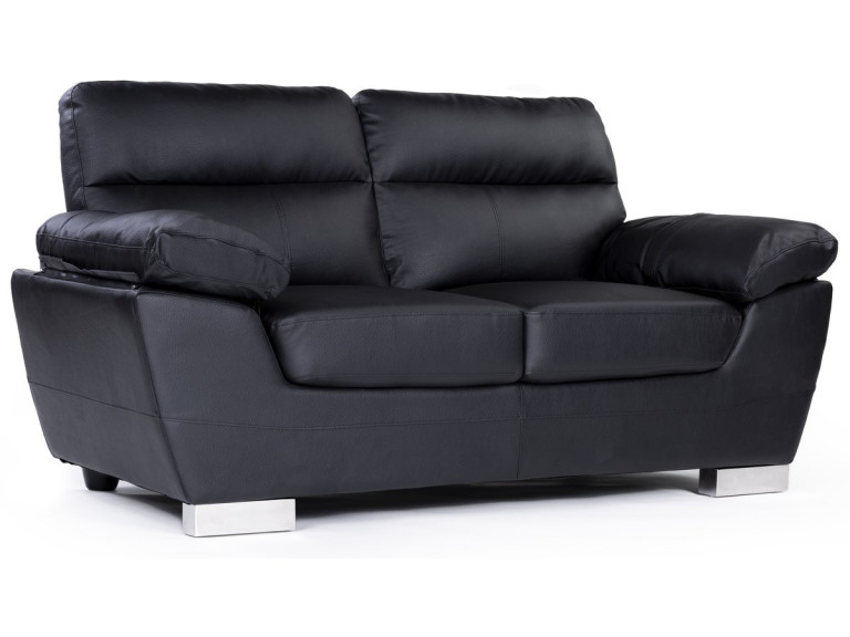 Festes Sofa aus rekonstituiertem Leder und PVC "Dallas" - 169 x 88 x 90 cm - 2 Sitze - Schwarz