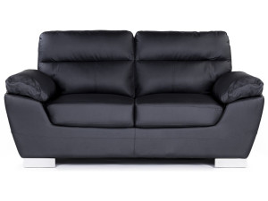 Festes Sofa aus rekonstituiertem Leder und PVC "Dallas" - 169 x 88 x 90 cm - 2 Sitze - Schwarz 2