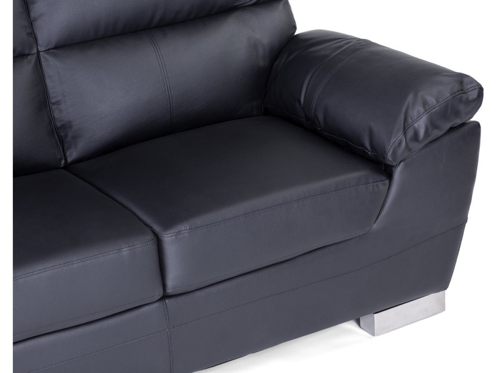Festes Sofa aus rekonstituiertem Leder und PVC "Dallas" - 169 x 88 x 90 cm - 2 Sitze - Schwarz