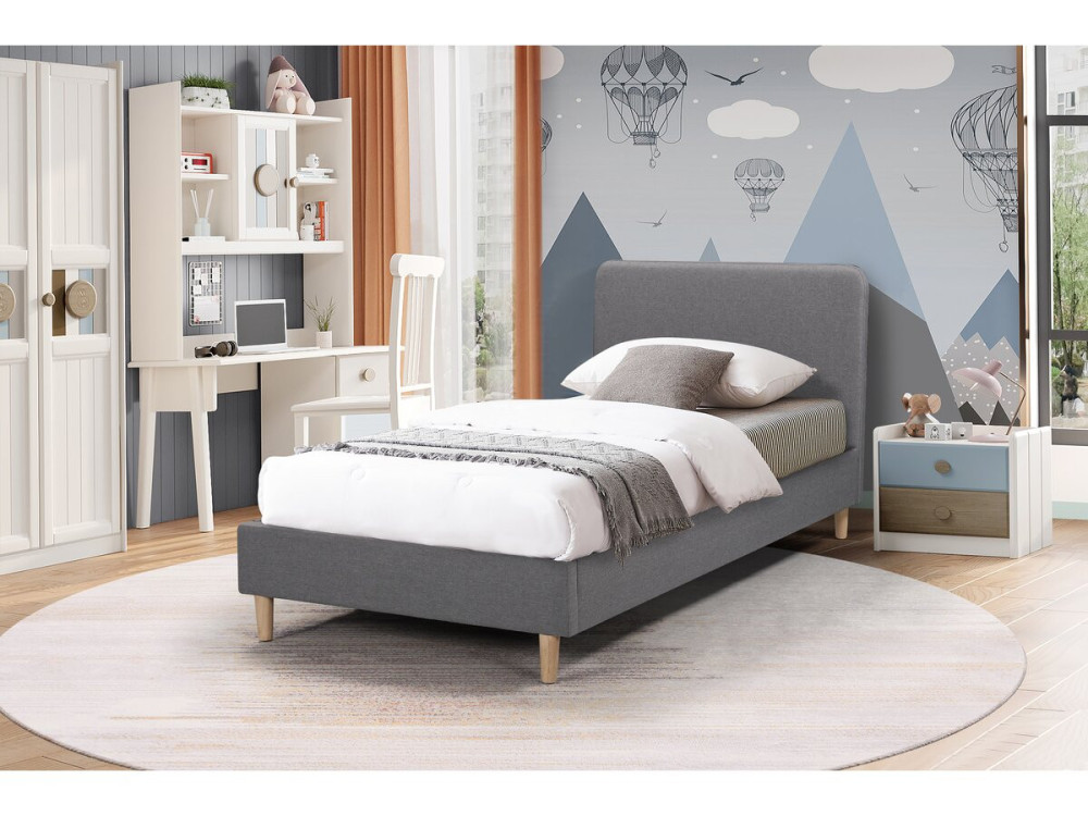 Stoff-Einzelbett "Louise" 90 x 190 cm - Grau