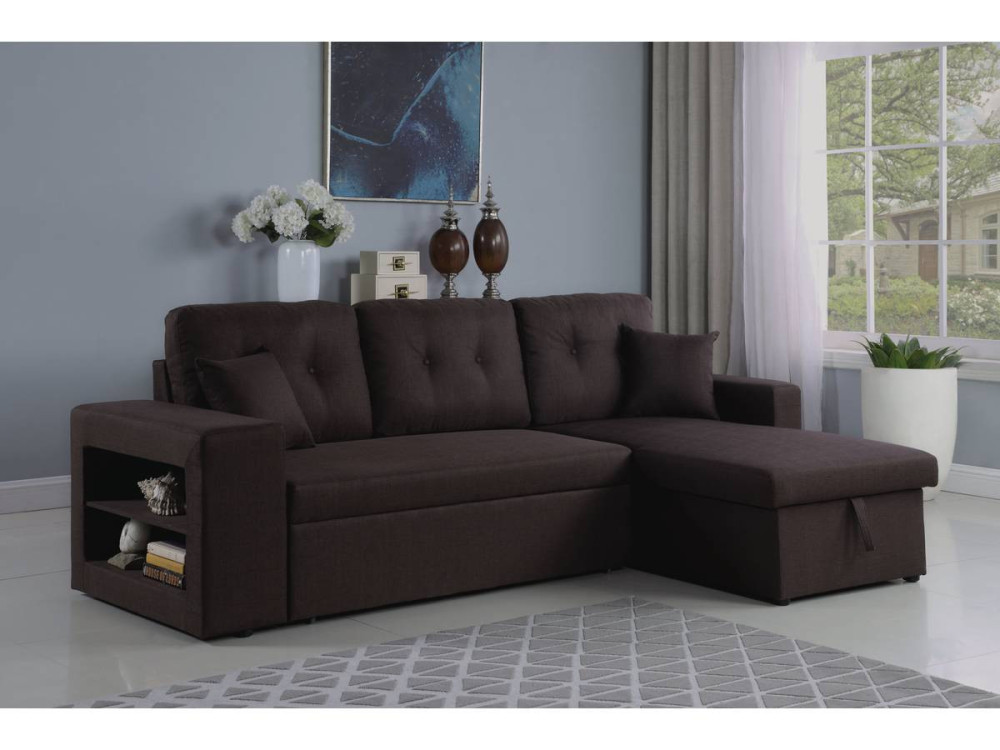 Umkehrbares Ecksofa mit Schlaffunktion "Axel" -  3 Sitze - Braun