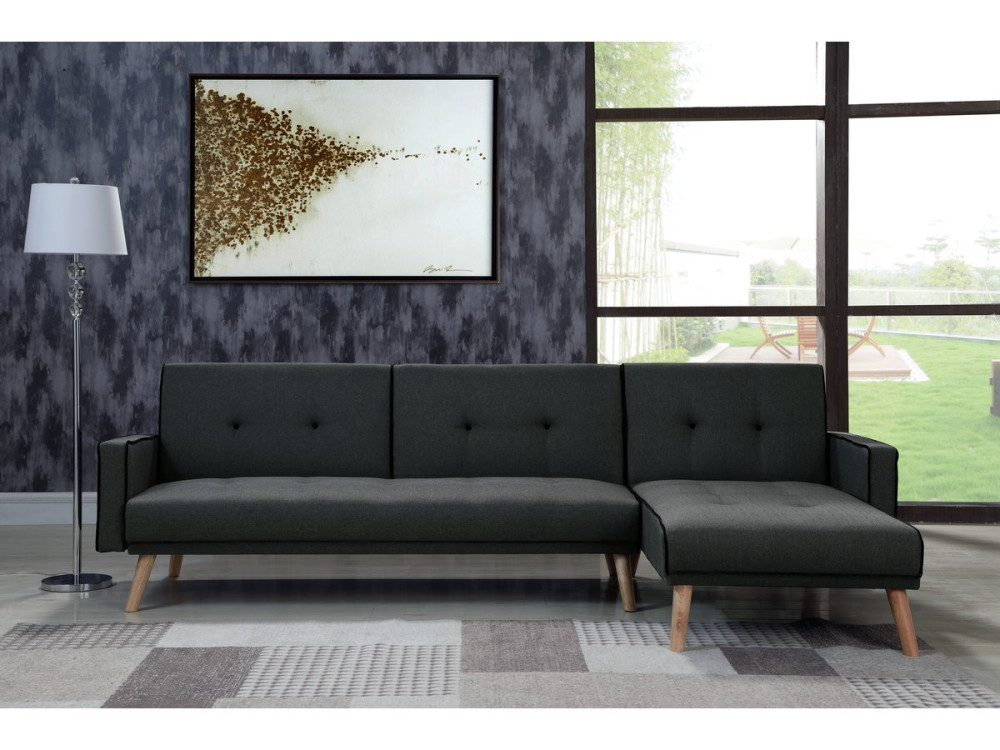 Ecksofa , Konvertirbar " Jules " 3 Sitzer  - Dunkel Grau