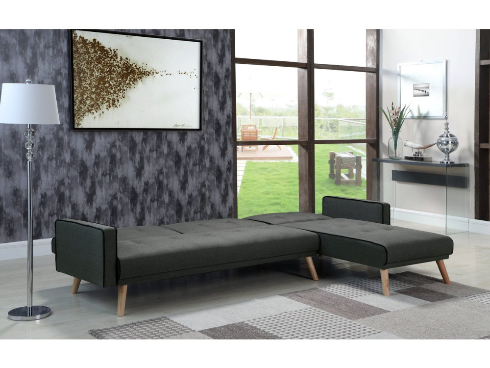 Ecksofa , Konvertirbar " Jules " 3 Sitzer  - Dunkel Grau