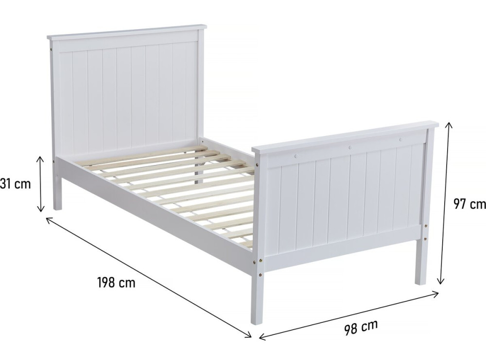 Kinder-Einzelbett aus Holz "Alice" - Weiß - 90 x 190 cm
