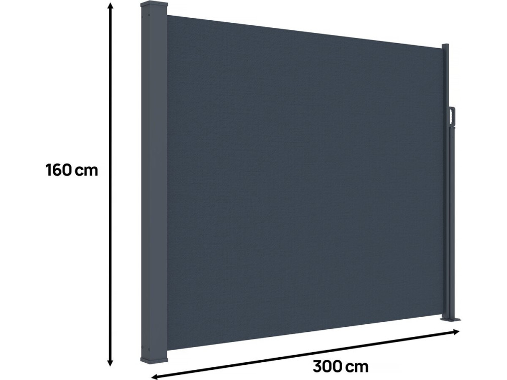Einziehbarer Paravent für den Außenbereich - 300 x 160 cm - Grau