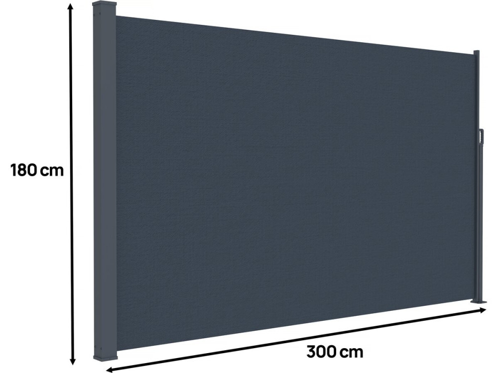 Einziehbarer Paravent für den Außenbereich - 300 x 180 cm - Grau