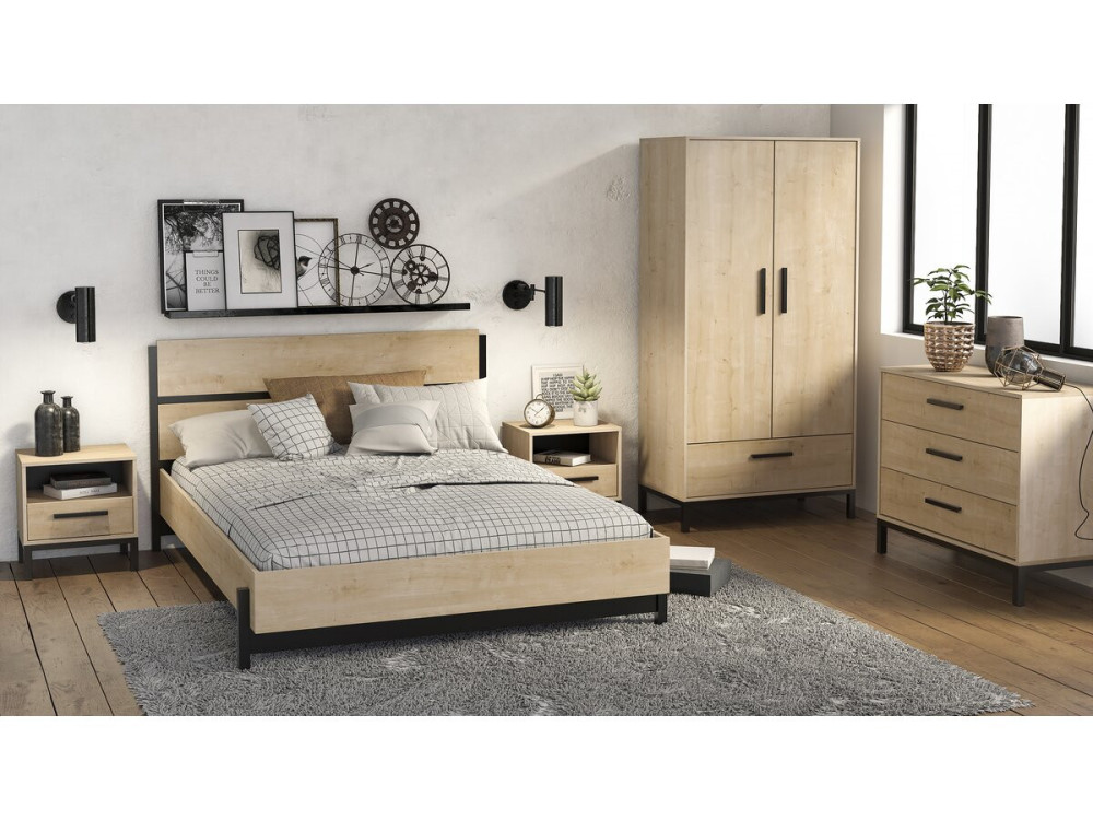 Doppelbett "Craft" - Holz - 160 x 200 cm - Braun