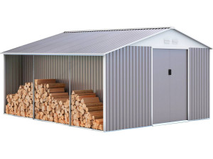 Gerätehaus aus Metall "Dallas" 15,16 m² mit Holzunterstand