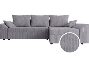 Ecksofa "Vaugirard" aus Cord mit Schlaffunktion und Bettkasten - 3-Sitzer - Grau