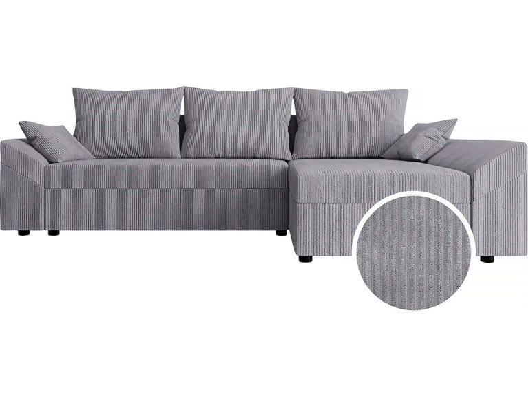 Ecksofa "Vaugirard" aus Cord mit Schlaffunktion und Bettkasten - 3-Sitzer - Grau