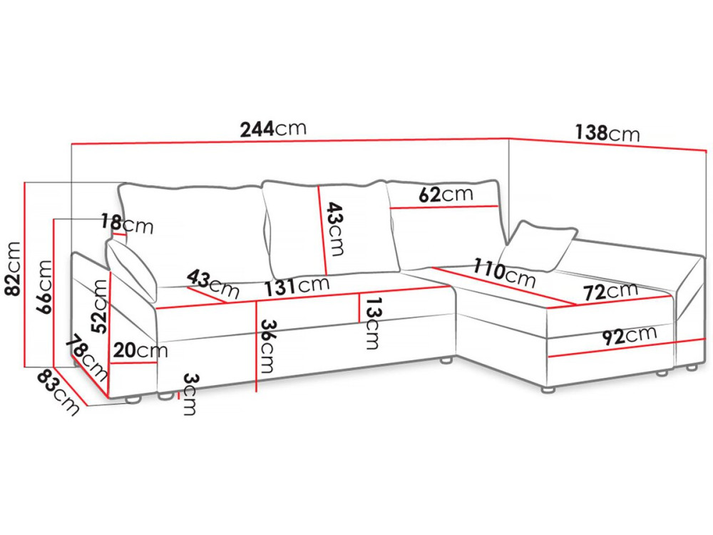 Ecksofa "Vaugirard" aus Cord mit Schlaffunktion und Bettkasten - 3-Sitzer - Grau