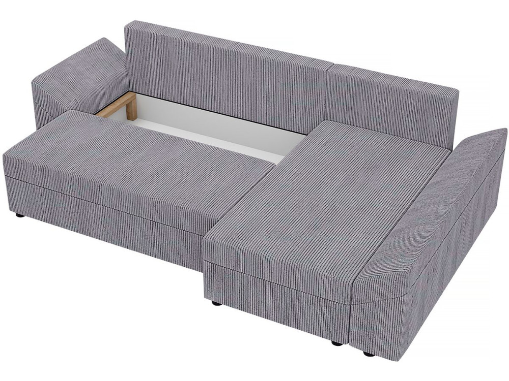 Ecksofa "Vaugirard" aus Cord mit Schlaffunktion und Bettkasten - 3-Sitzer - Grau