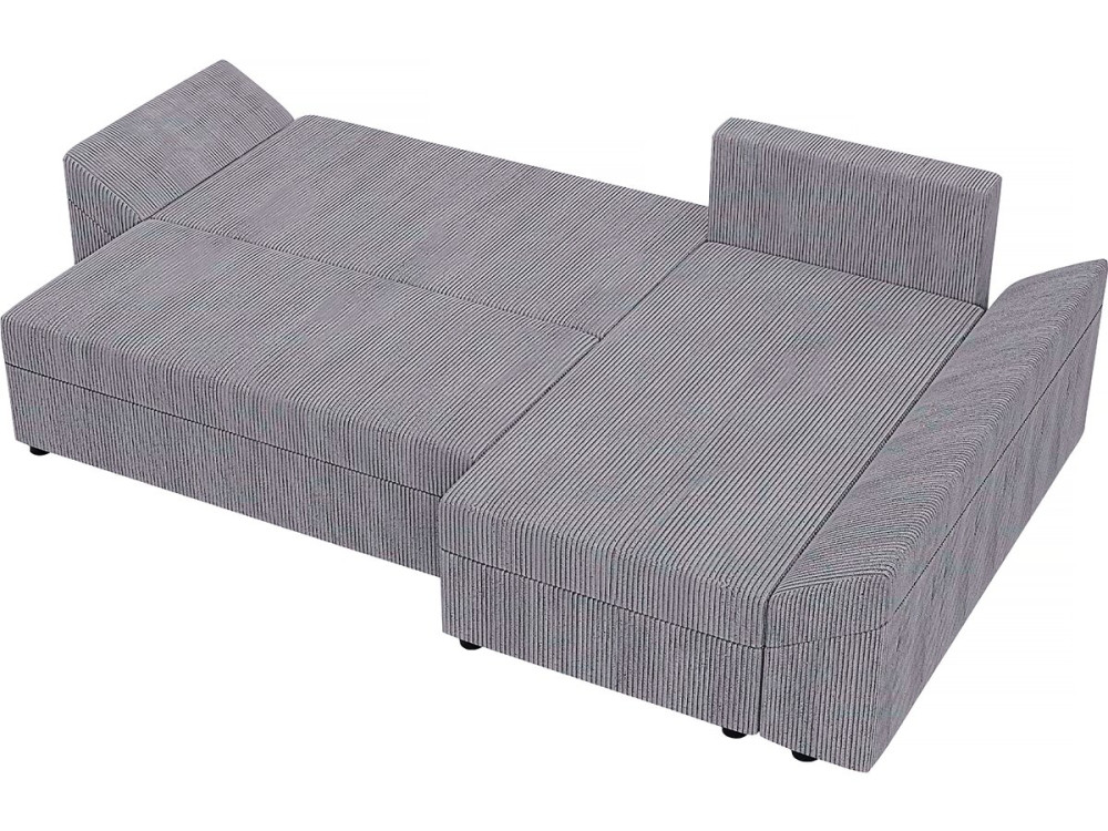 Ecksofa "Vaugirard" aus Cord mit Schlaffunktion und Bettkasten - 3-Sitzer - Grau