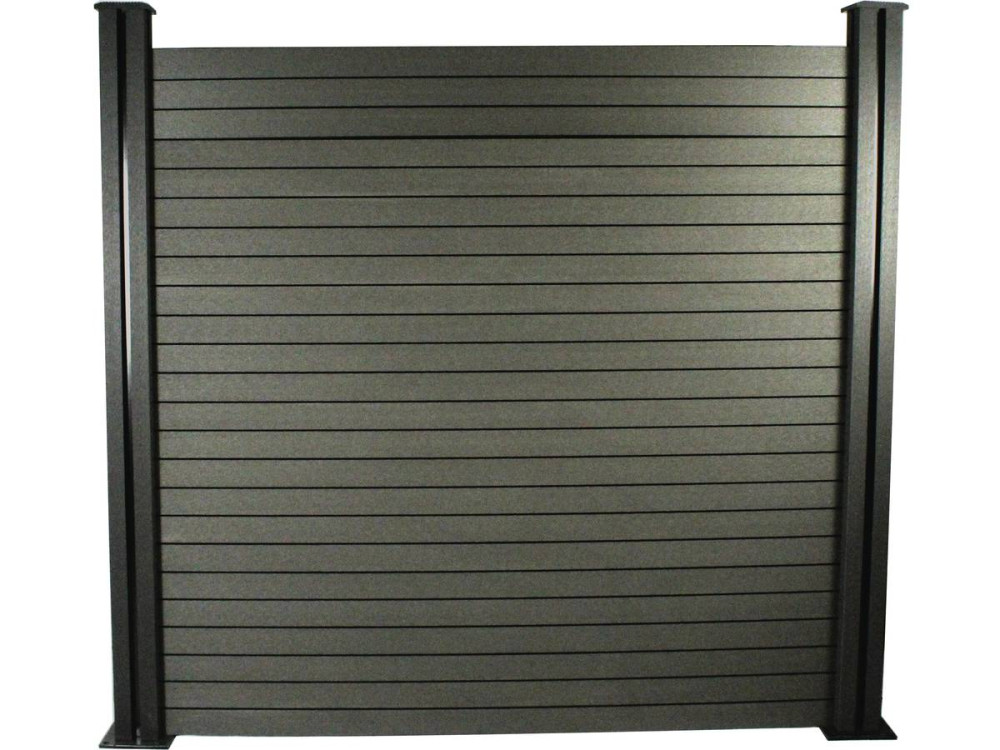 Kit Clôture 8 x 1.6m composite - Kit de fixation offert - Gris foncé