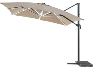 Freiarmschirm Sonnenschirm mit LED-Beleuchtung "Sun 3 Luxe" - Quadratisch - 3 x 3 m - Taupe