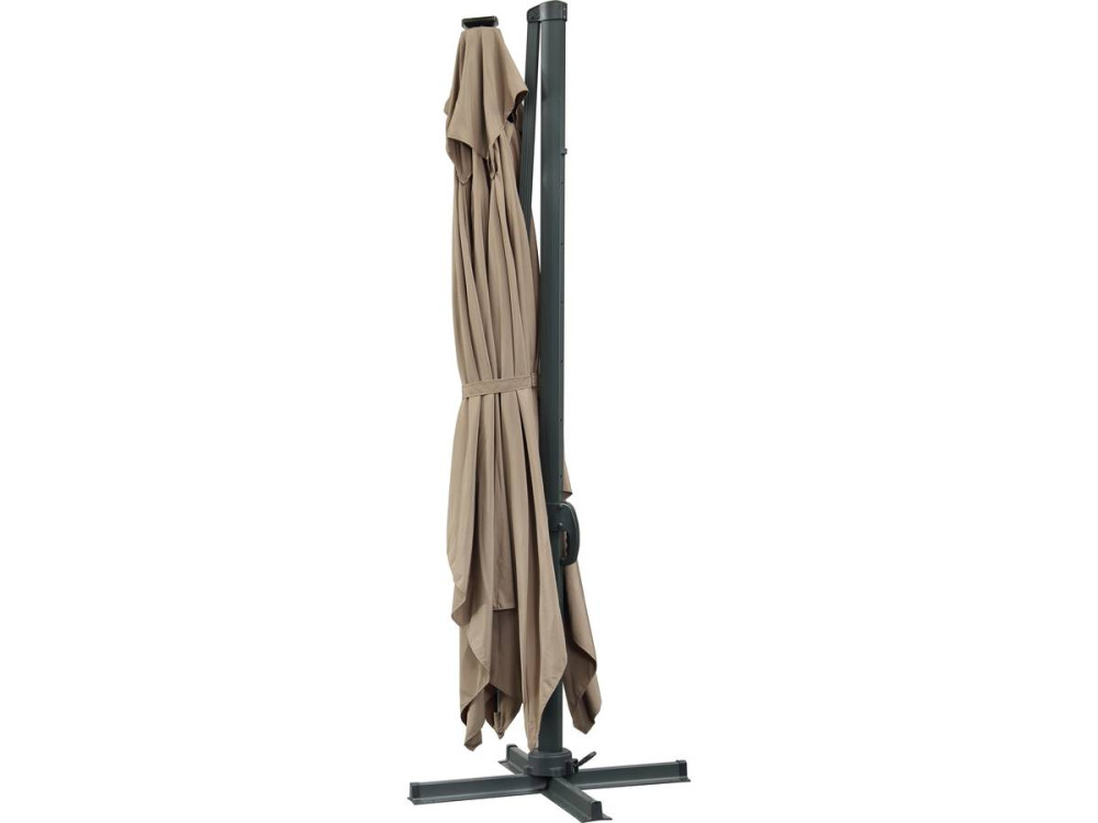 Freiarmschirm Sonnenschirm mit LED-Beleuchtung "Sun 3 Luxe" - Quadratisch - 3 x 3 m - Taupe