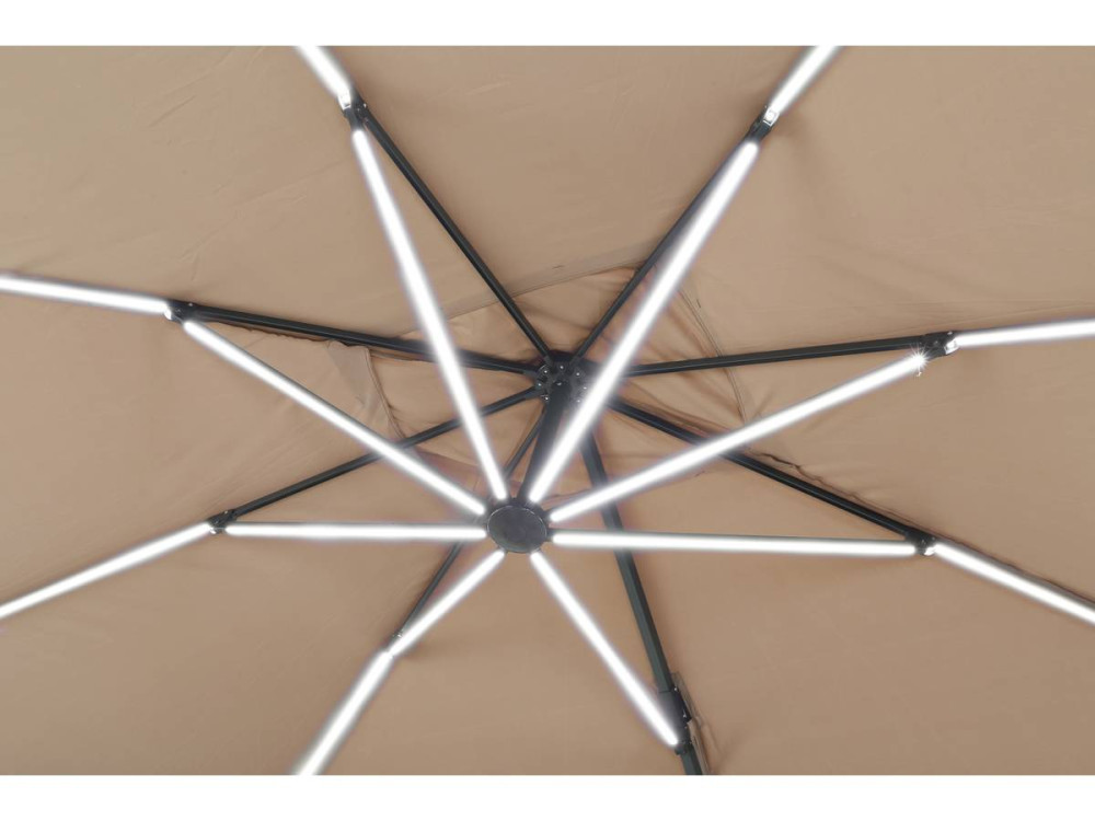 Freiarmschirm Sonnenschirm mit LED-Beleuchtung "Sun 3 Luxe" - Quadratisch - 3 x 3 m - Taupe
