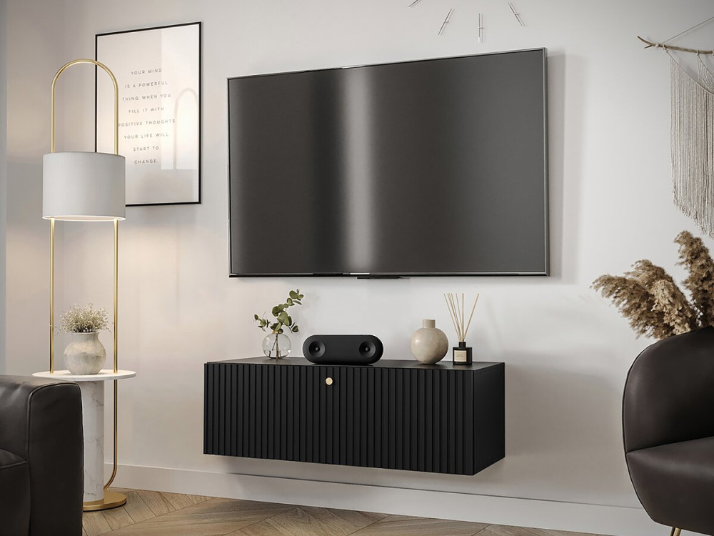 Hänge-TV-Möbel "Waldi Riflo" - 100 x 34 x 40 cm - Schwarz
