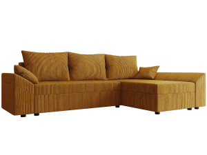 Ecksofa mit Schlaffunktion und Bettkasten "Vaugirard" aus Cord - 3-Sitzer - Beige Couleur Jaune moutarde