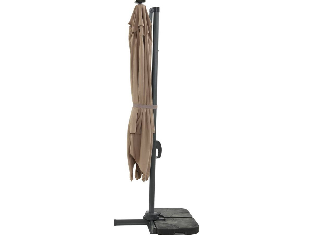 Ampelschirm aus Alu mit LED "Sun 4 Luxe" - 3 x 4 m - Taupe
