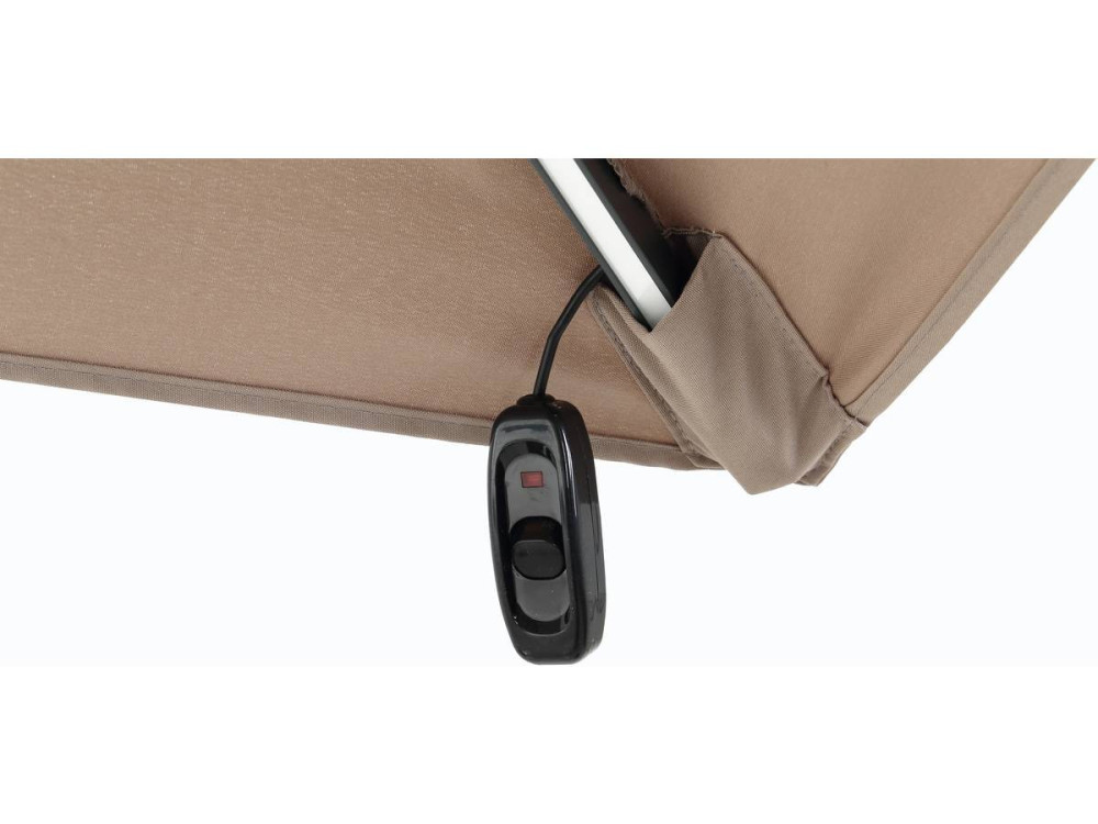 Ampelschirm aus Alu mit LED "Sun 4 Luxe" - 3 x 4 m - Taupe