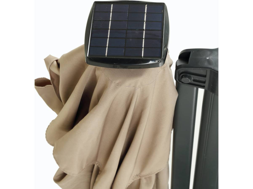 Ampelschirm aus Alu mit LED "Sun 4 Luxe" - 3 x 4 m - Taupe