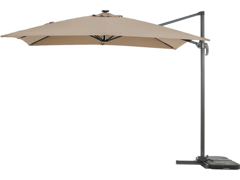 Ampelschirm aus Alu mit LED "Sun 4 Luxe" - 3 x 4 m - Taupe