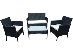 Gartenlounge aus Polyrattan "Toronto" 4-Sitzer - Schwarz
