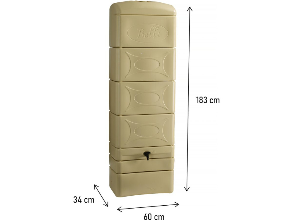 Regenwassersammler für Wand 300 l mit Dachrinnen-Anschlussset "Malang"  - Beige
