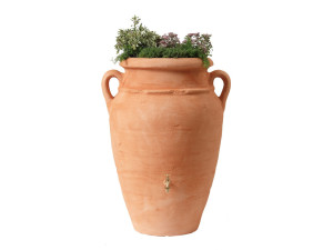 Set Amphore Antik – Pflanzkübel + Auffangbehälter + Wasserhahn – 600 l Terrakotta