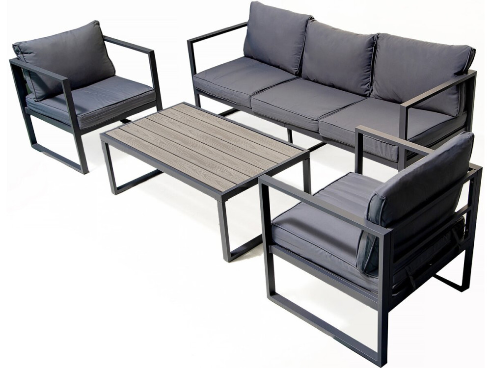 Aluminium-Gartenmöbel "Adela" - 5 Sitzplätze - Grau