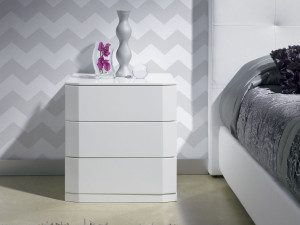 Nachttisch "Perle" 3 Schubladen - 54 x 42 x 57 cm - Farbe weiß