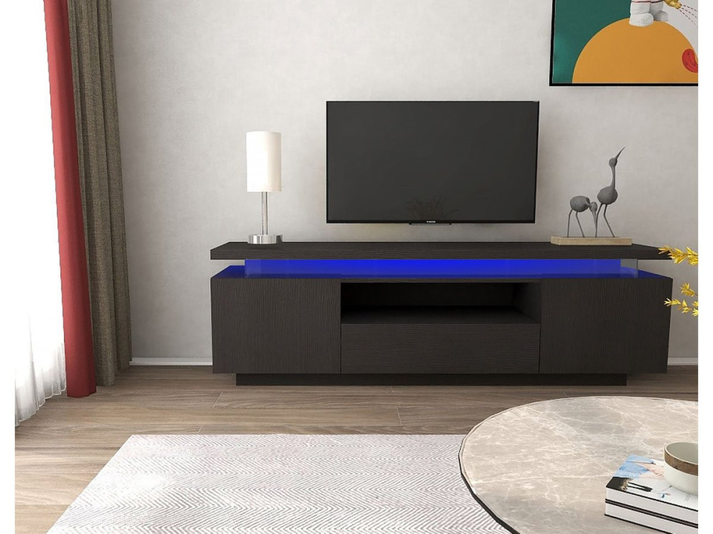 TV-Möbel lackiert mit LED "Ruth" - 165 x 40 x 49 cm - Schwarz
