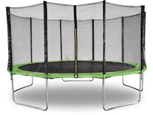 Trampolin "Yoopi" - Ø 4,60 m - Grün - mit Netz + Leiter + Abdeckung + Befestigungsset