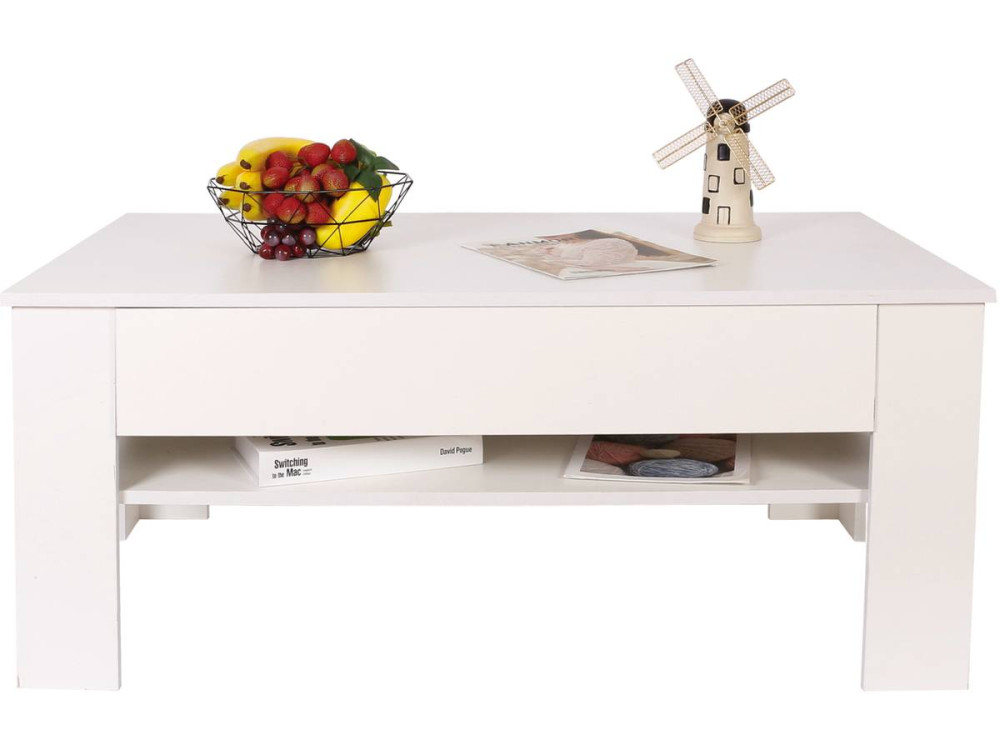 Rechteckiger Couchtisch mit Schubladen "Joy" - Weiß