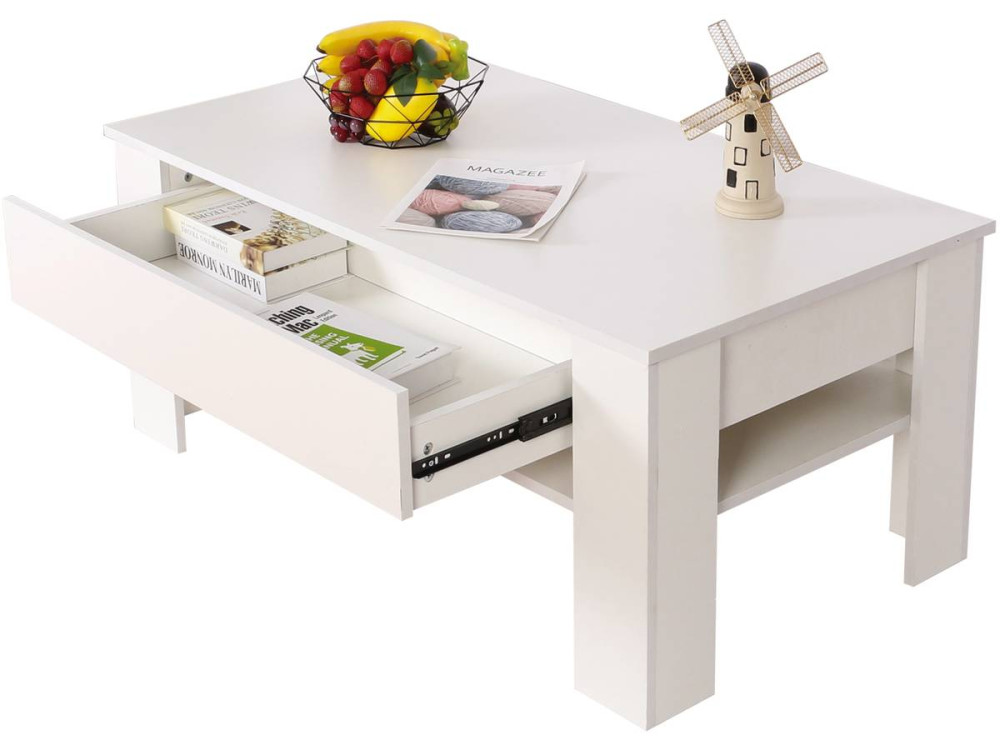 Rechteckiger Couchtisch mit Schubladen "Joy" - Weiß