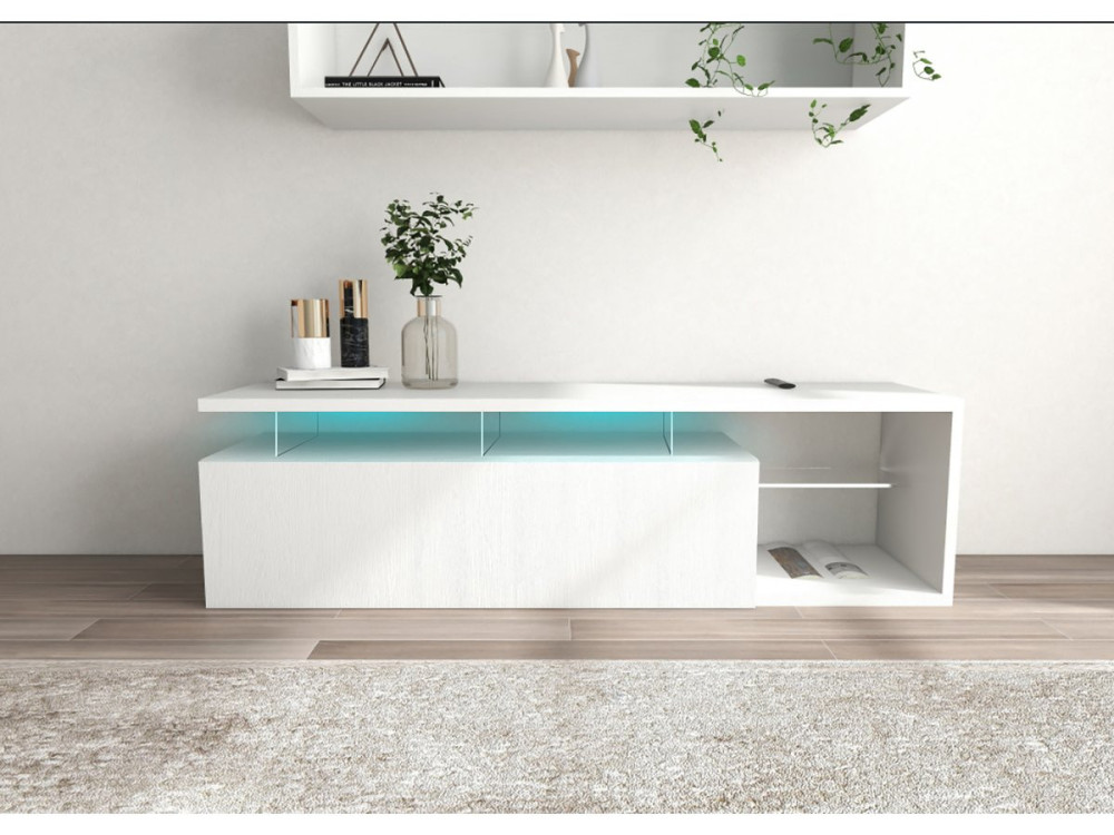 TV-Möbel lackiert mit LED "Penny" - 150 x 41 x 38 cm - Weiß