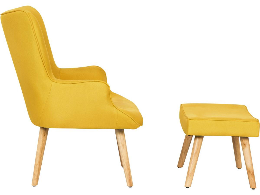 Sessel aus Stoff im skandinavischen Stil + Hocker "Odense" - gelb