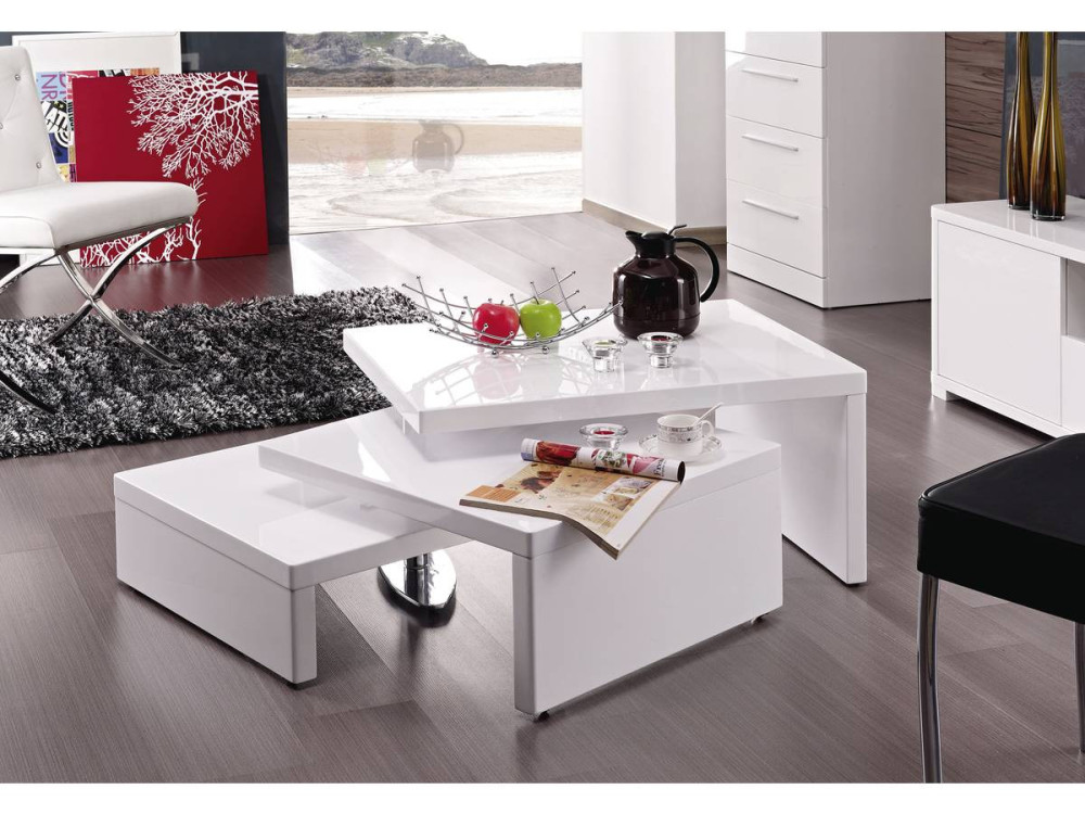 Designer Couchtisch "Elysa" - 80 x 59 x 37,5 cm - Weiß lackiert