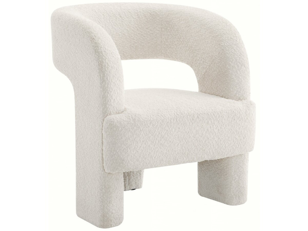 Sessel im Bouclé-Design mit 3 Füßen „Madison“ - Weiß