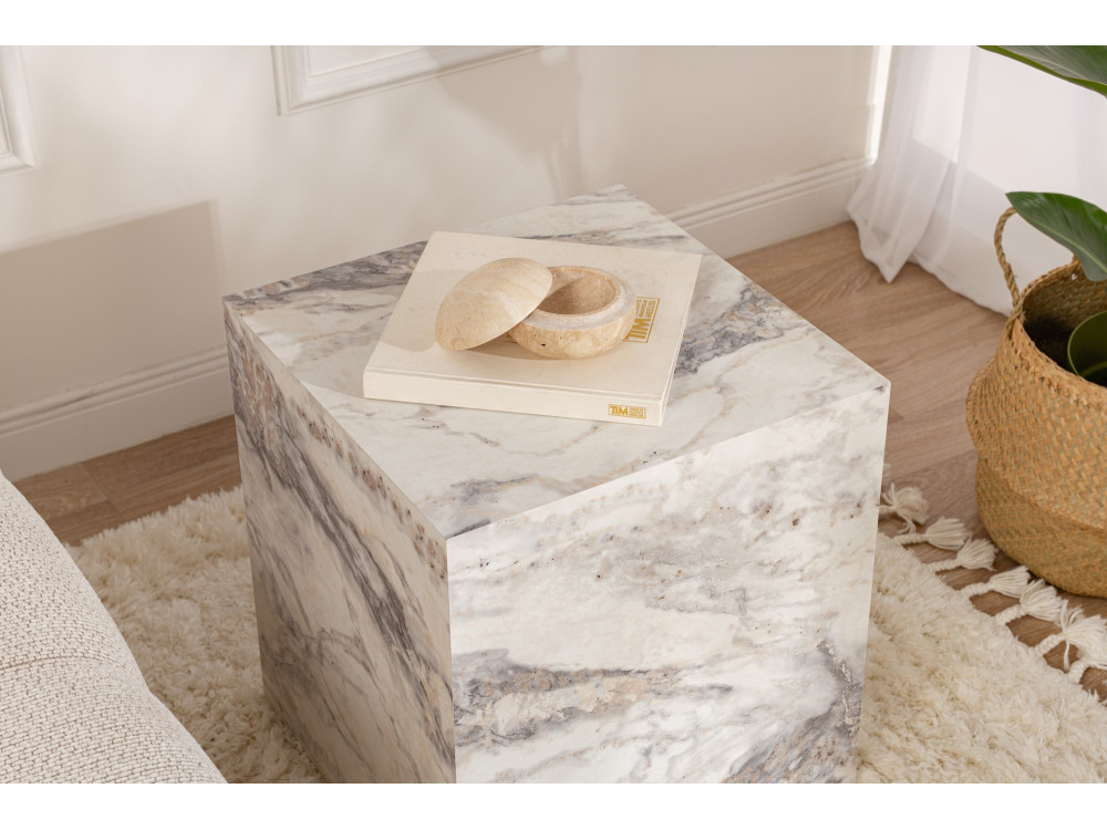 Beistelltisch aus Holz „Küp“ – 45 x 45 x 50 cm – Marmor Freesia