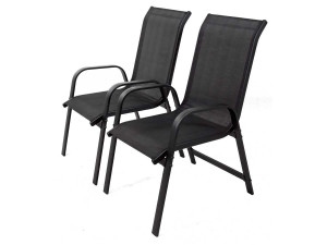 Gartenstuhl 2er-Set "Porto" Alu/Textilene - Schwarz