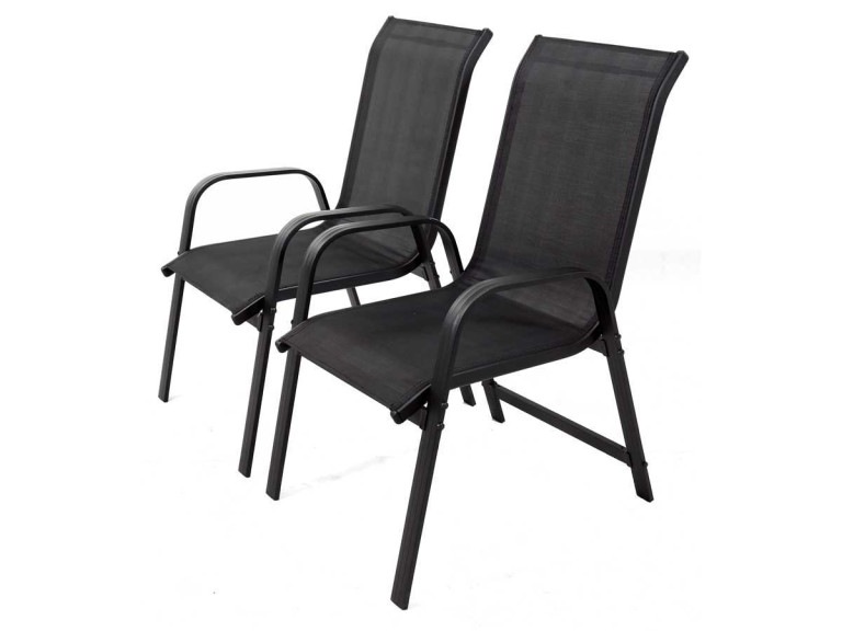 Alu/Textilene-Gartensessel "Porto" - Phoenix - Schwarz - 2er-Set