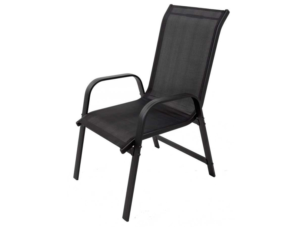 Alu/Textilene-Gartensessel "Porto" - Phoenix - Schwarz - 2er-Set