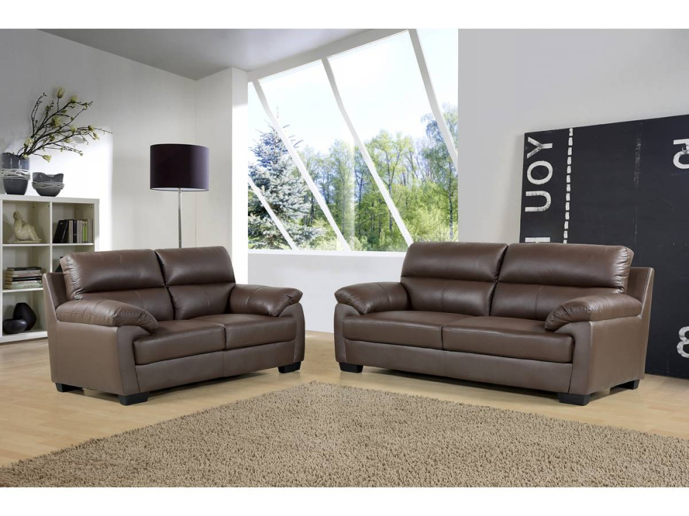 Sofa aus Leder und PVC "Cardiff"-  163 x 92 x 93 cm - Schokolade