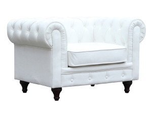 Chesterfield Sessel "Aliza" - 111 x 82 x 70 cm - Weiß