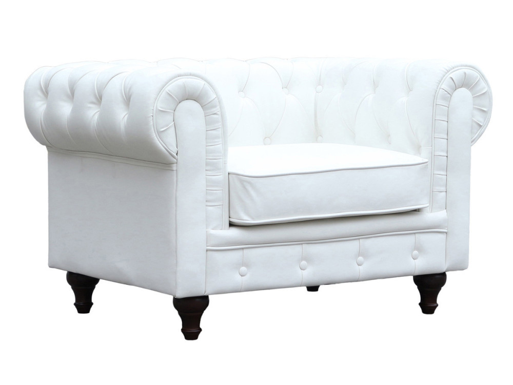 Chesterfield Sessel "Aliza" - 111 x 82 x 70 cm - Weiß