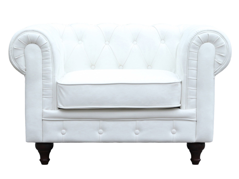 Chesterfield Sessel "Aliza" - 111 x 82 x 70 cm - Weiß