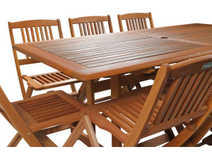 Gartensitzgarnitur  aus Tropenholz  "Hongkong 8" - Klapptisch  + 8 Klappstühle 2