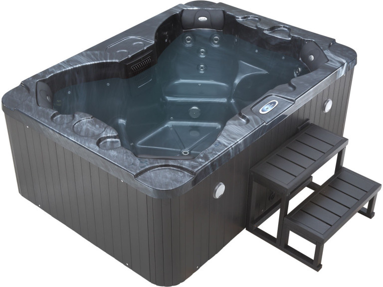LED-Whirlpool "Haïti" 4 Personen - Integrierter Bluetooth-Lautsprecher - Grau